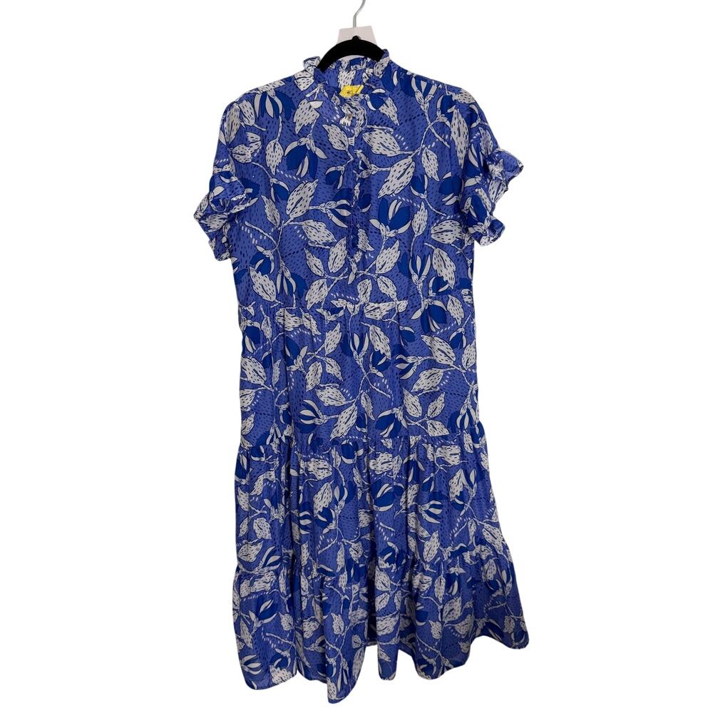 J. Marie Midi Blue & White Belted Shirt dress size small